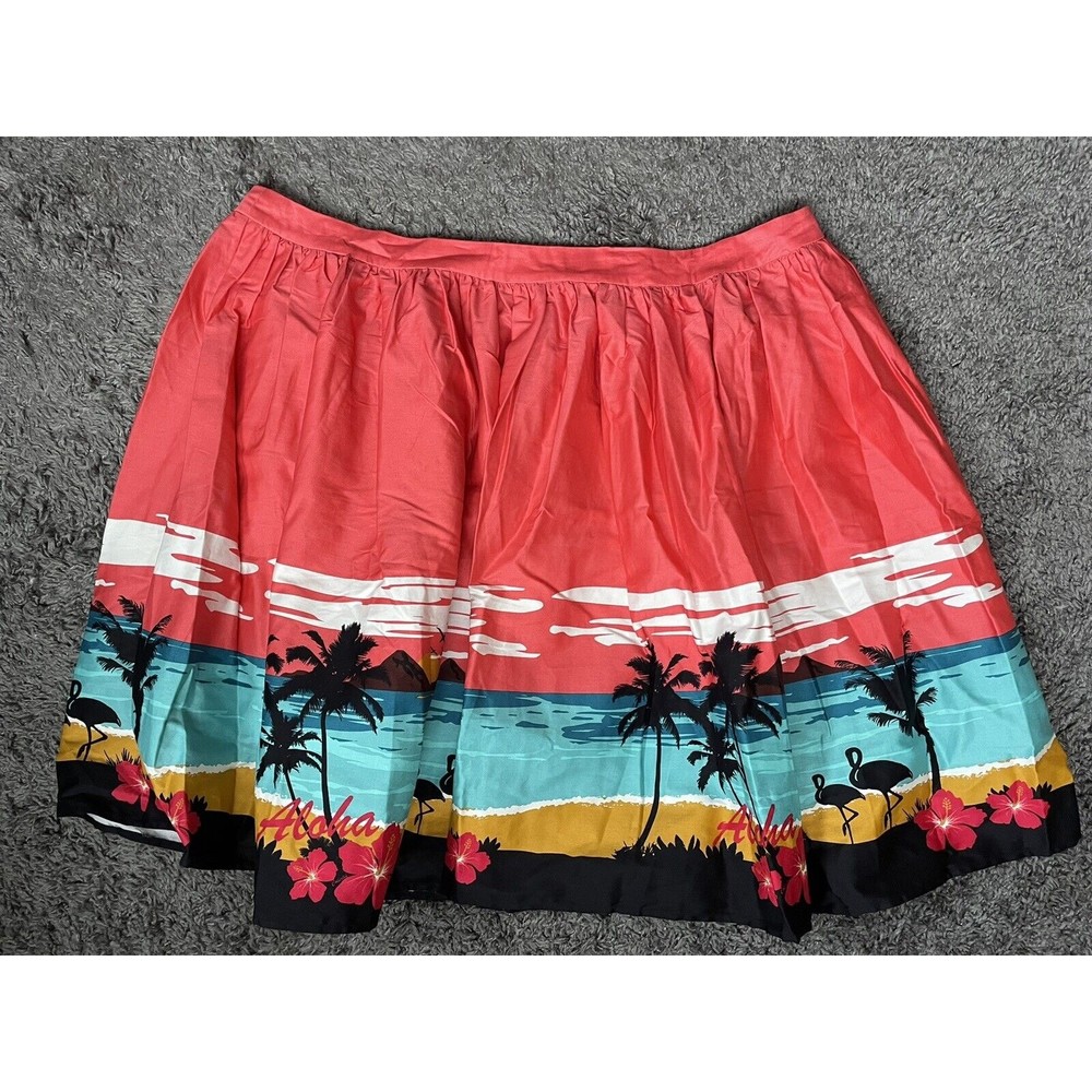 NEW Collectif Modcloth Jasmine Aloha UK 26 US 22 XXL Beach Landscape Skirt Plus